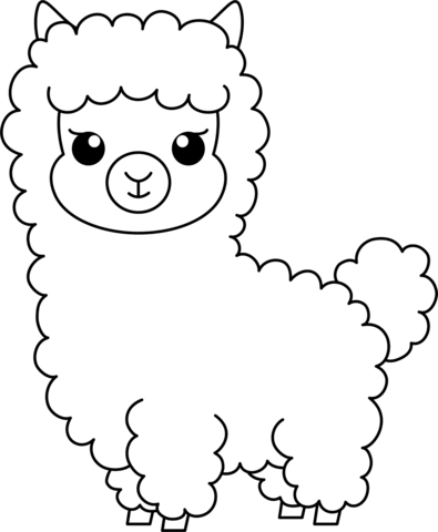 Cute Llama Coloring Page